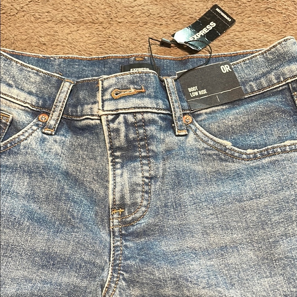 Express Blue Bootcut Jeans with Vintage-Inspired Wash